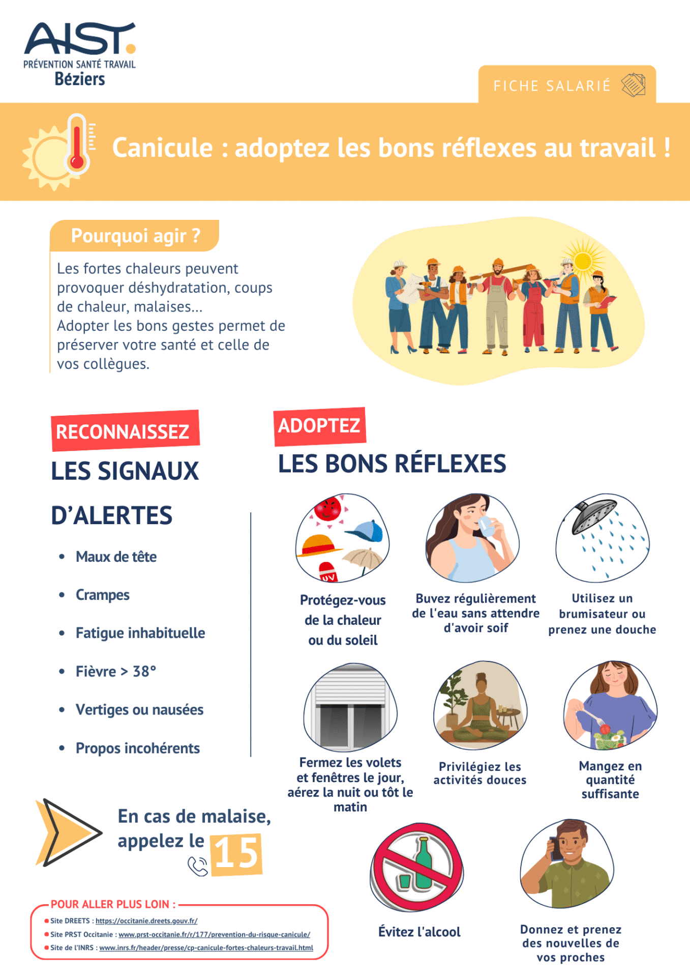 Canicule adoptez les bons réflexes au travail ! - fiche salarié